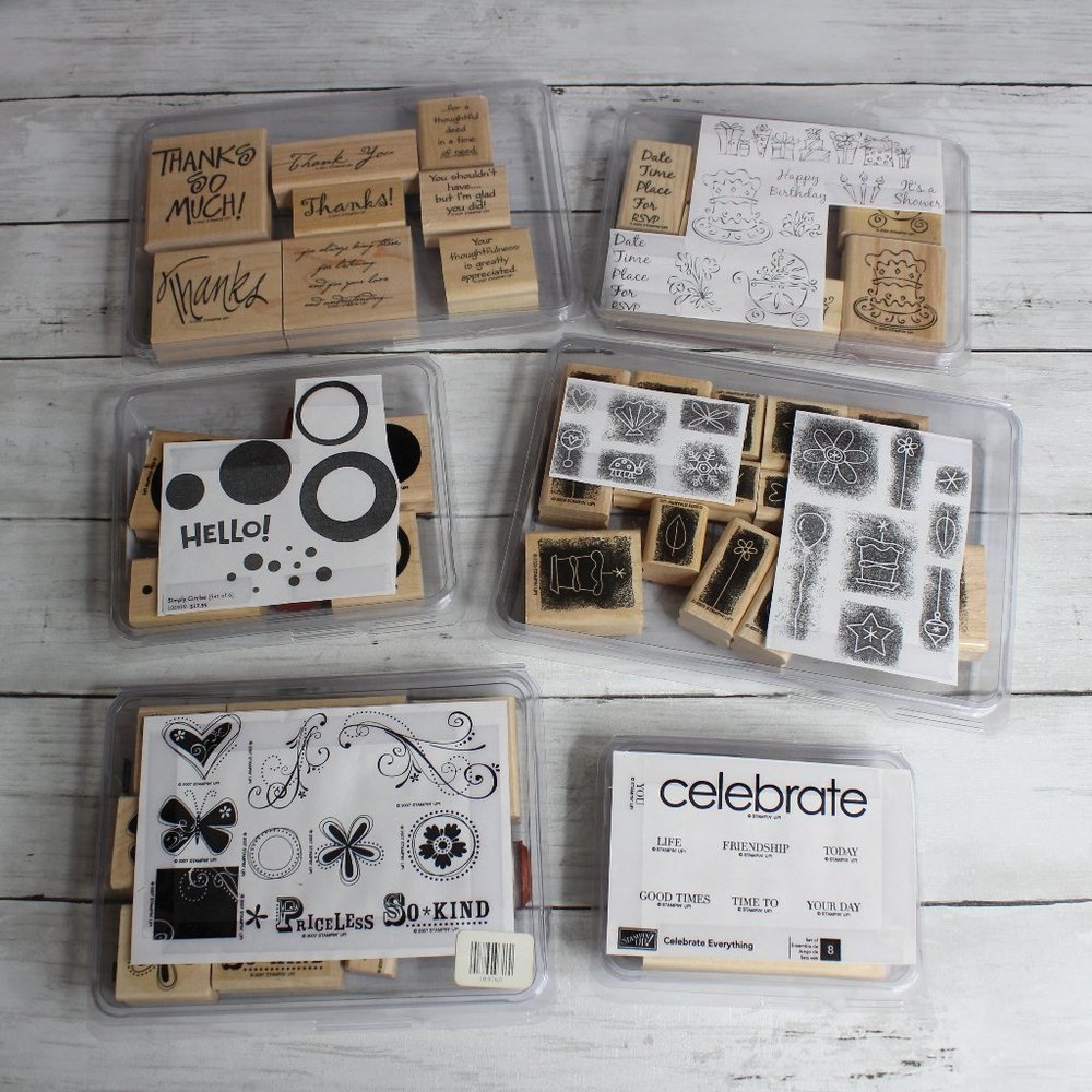 Stampin' Up Wooden Rubber Stamp Set Lot